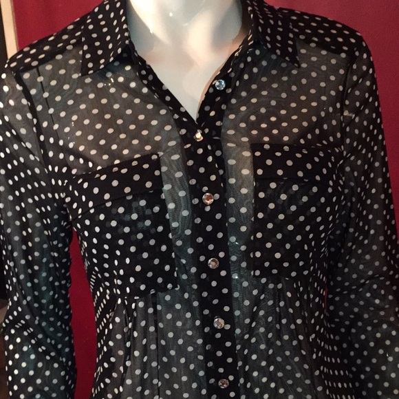 INC PETITE POLKA DOT BLOUSE SIZE MP - Picture 6 of 6